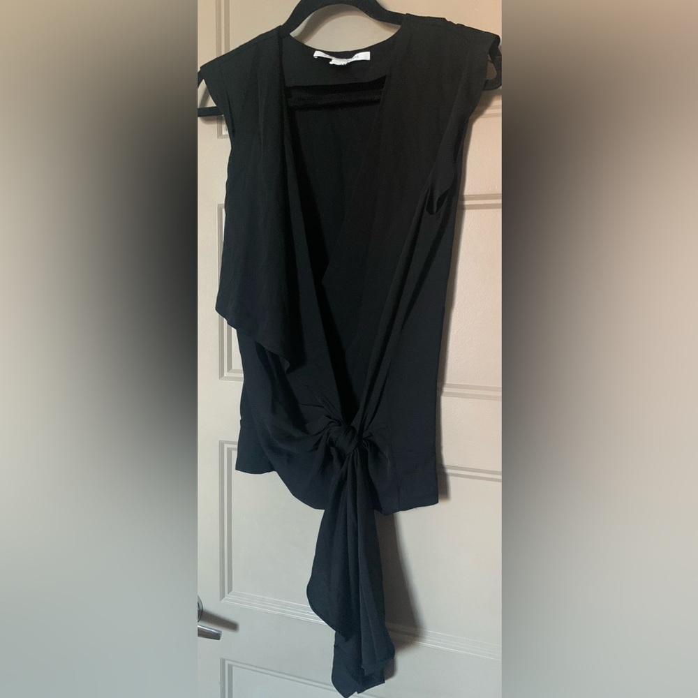 Diane Von Furstenberg Black Wrap Top / Blouse